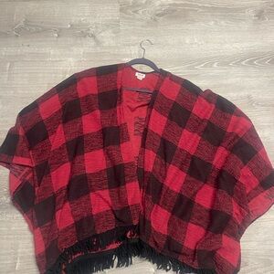 Mossimo Supply Co. Red and Black Knit Poncho